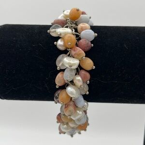 Vintage Sterling Silver 925 Whitney Kelly Sterling Bead Pearl  Bracelet 7.5"